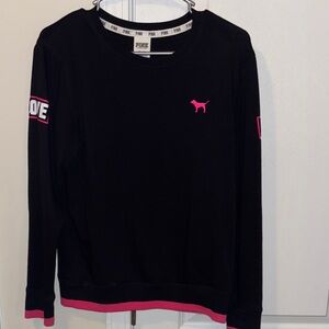 Victoria's Secret Black and Pink Crew Neck Sweater